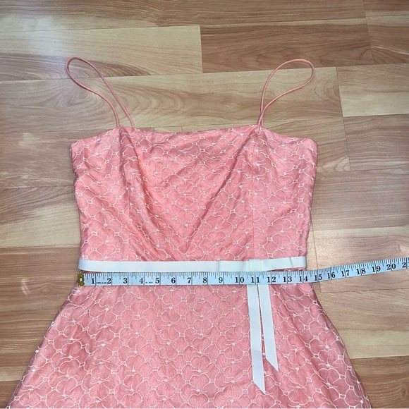 Laundry by Shelli Segal peach, silk A-line floral lace, Fit & Flair Dress Size M - Picture 9 of 14